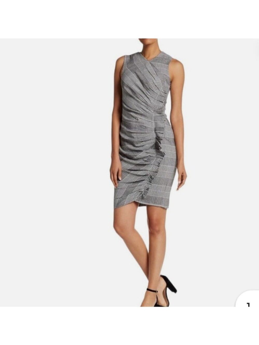 Rachel Rachel Roy Houndstooth Asymmetrical Dress Sz 10 Stretch Sleeveless